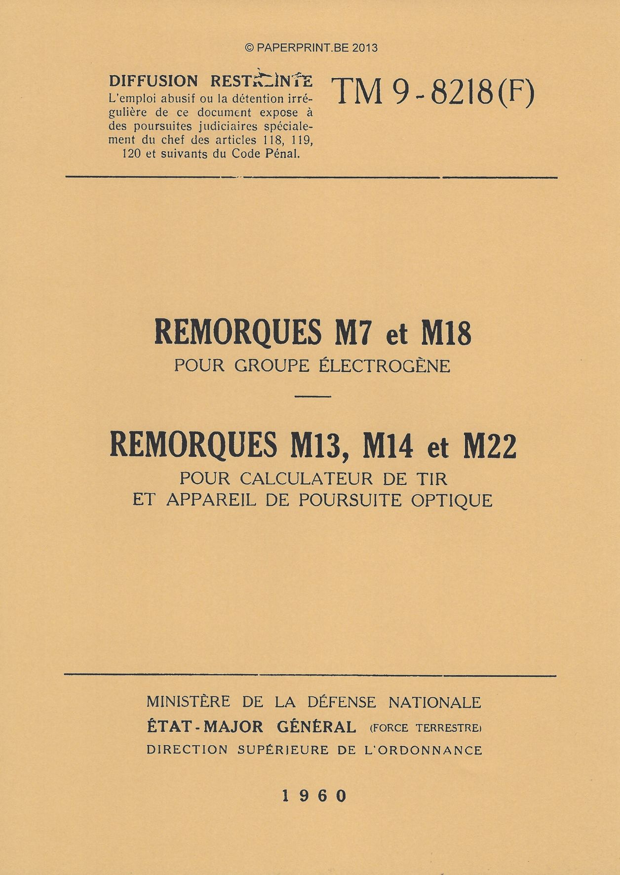TM 9-8218 FR REMORQUES M7, M18, M13, M14 ET M22